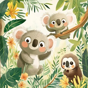 森林中的考拉与树懒