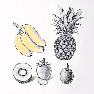 手绘多彩水果组合插画