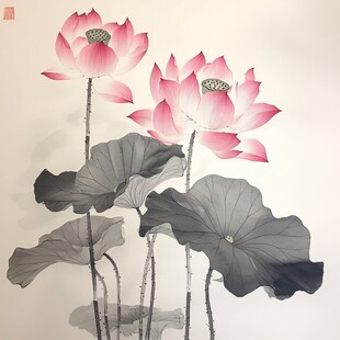 水墨荷花图
