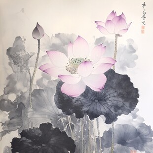 水墨荷花图
