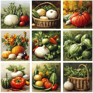 多彩手绘蔬菜静物组图