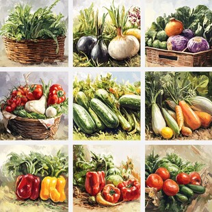 多彩蔬菜插画集合