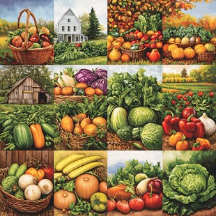 田园丰收蔬果美景拼图