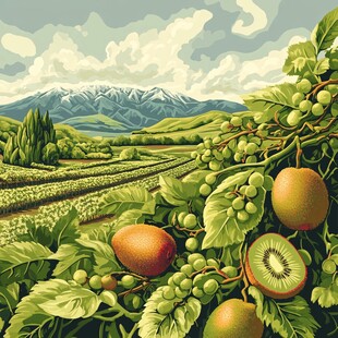 田园猕猴桃丰收美景