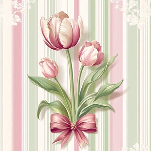粉色郁金香装饰条纹背景图