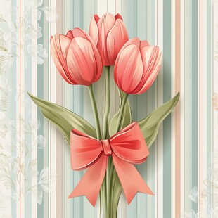 粉色郁金香花束装饰画