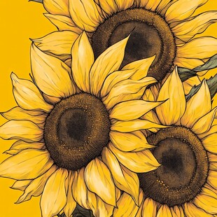 三朵手绘向日葵插画