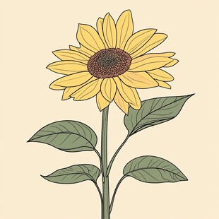 手绘向日葵插画