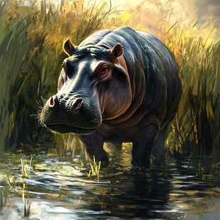 水中河马 自然中的憨厚身影