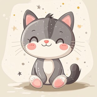 可爱萌趣小猫咪坐立画面