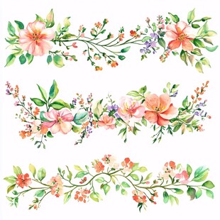 水彩花卉装饰花边图案