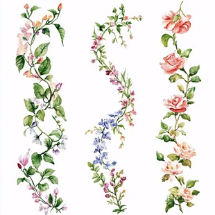 手绘花卉藤蔓装饰图案