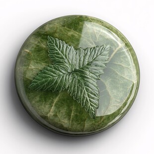 绿宝石风三叶浮雕圆钮