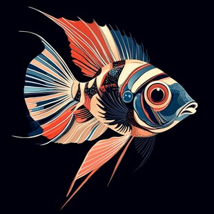 多彩条纹艺术风观赏鱼