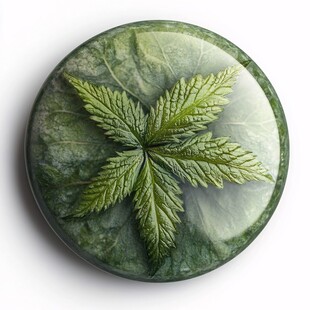 绿底大麻叶圆形装饰物件