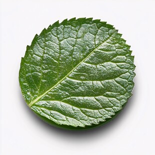 圆形绿薄荷叶特写