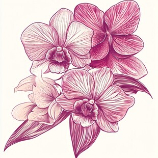 手绘粉色兰花花卉插画