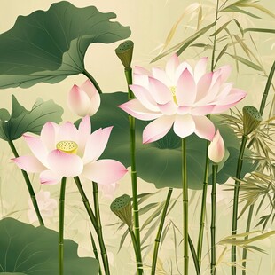 水墨荷花图 清幽夏日景致