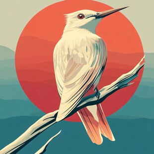 栖息枝头的白羽鸟