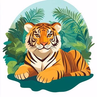 丛林中的老虎插画