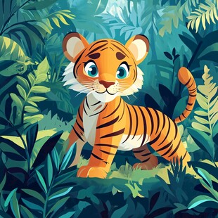 丛林中的可爱小老虎