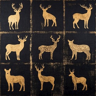黑金风格金色鹿图案装饰画