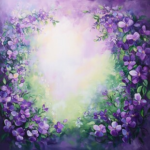 梦幻紫色花卉浪漫背景图