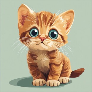 可爱橘色小猫插画