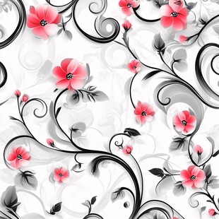 粉色花卉藤蔓无缝图案