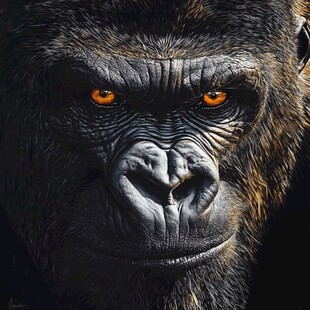 威严大猩猩的凝视时刻