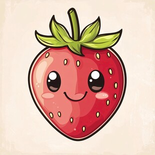 可爱卡通草莓笑脸形象