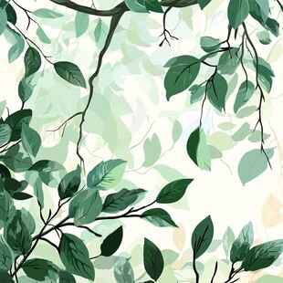 清新绿叶树枝背景图案