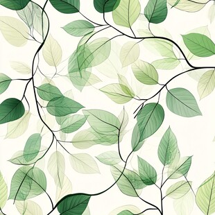 清新绿叶无缝背景图案