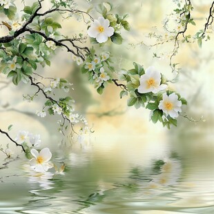 春日繁花映水唯美图景