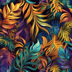 多彩热带植物叶图案设计