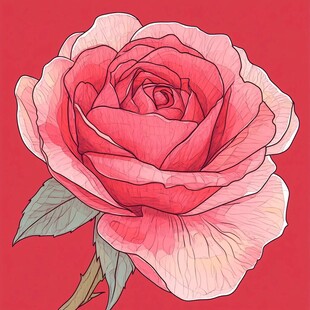 手绘粉红玫瑰插画