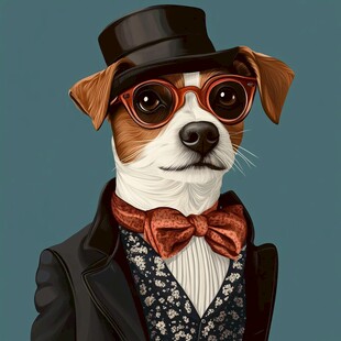 时尚装扮的萌犬