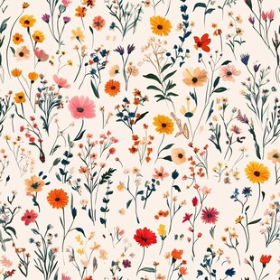 清新手绘花卉无缝图案