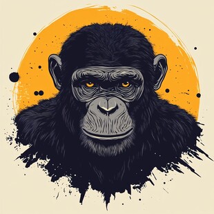 黑猩猩插画 神秘目光与艺术风