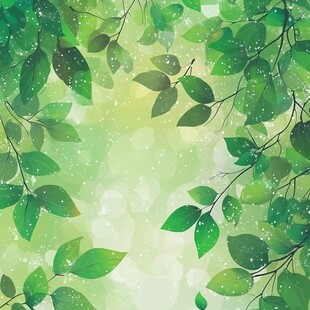 清新绿叶梦幻背景图