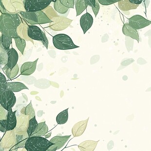 清新绿叶边框背景图