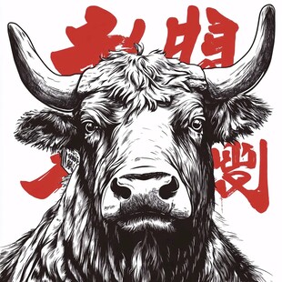 牛年主题国风牛头插画