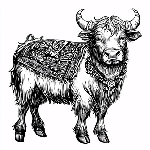 装饰牦牛插画