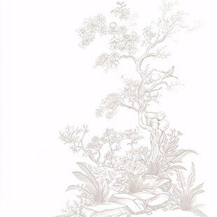 花卉树木鸟石线描图