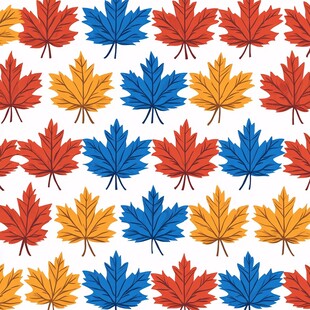 多彩枫叶无缝图案背景
