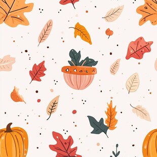 秋日南瓜枫叶图案背景