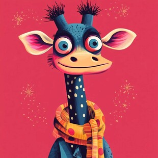 俏皮长颈鹿戴围巾迎佳节