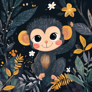 丛林中的可爱小猴