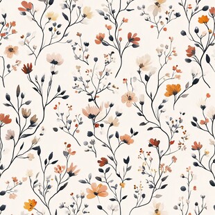 手绘花卉无缝图案背景