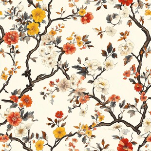 中式花卉图案纹理背景